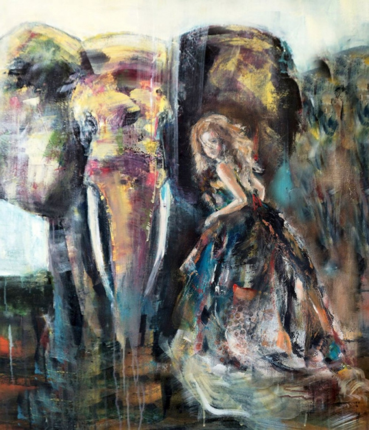 Running with elephants i gruppen Konstgalleri / Djur & natur / Naturmotiv hos NOA Gallery (100079_3442)