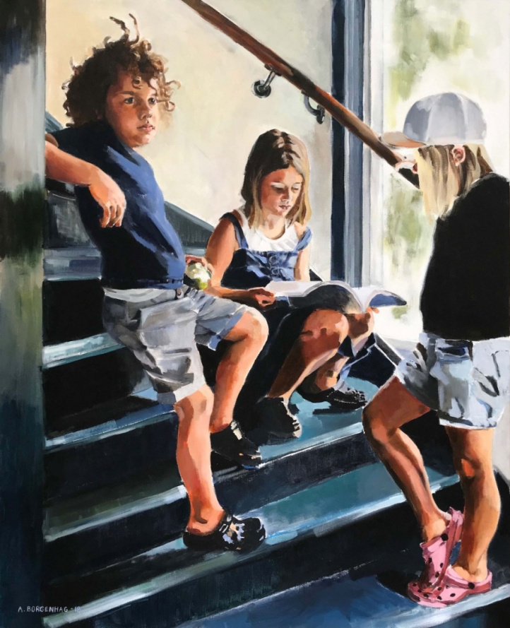 Barnen i trappan (Original) i gruppen Konstgalleri / Original hos NOA Gallery (100095_851)