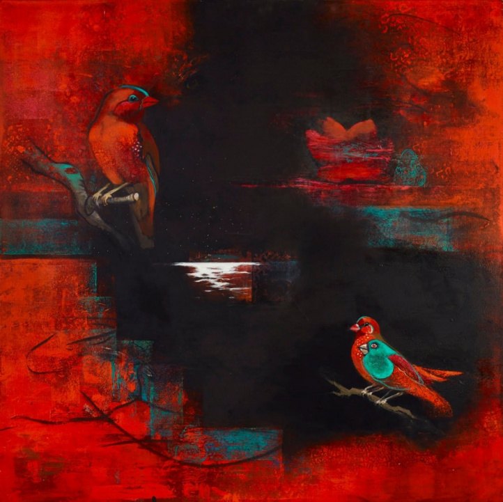 Röd fågel 1 i gruppen Konstgalleri / Djur & natur / Fågelmotiv hos NOA Gallery (100101_1291)