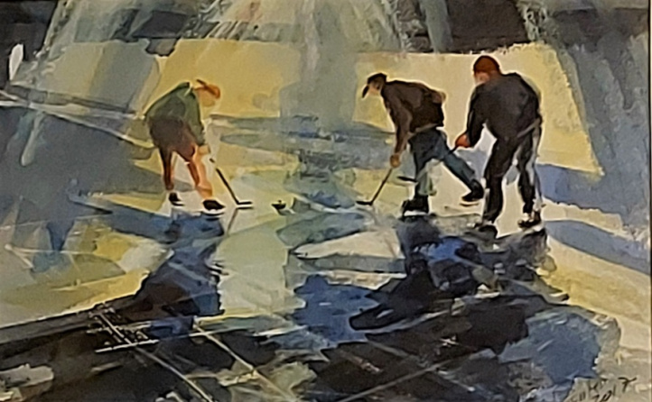 Pojkar på isen i gruppen Konstgalleri / Tekniker / Akvarell hos NOA Gallery (100114_7618)